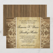 Rustic Wood Filigree Wedding | bruin Kaart (Voorkant / Achterkant)