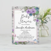 Rustic Wood Floral Birds Lights Baby shower Kaart (Staand voorkant)