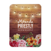 Rustic Wood Floral Chic String Lights Makeup Salon Magneet (Verticaal)