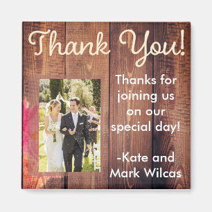 Rustic Wood Floral Dank je wel Wedding Magnet Magneet