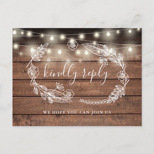 Rustic Wood Floral Demande de Chanson Carte RSVP (Devant)