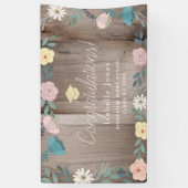 Rustic Wood Floral Garden Afstuderen Spandoek (Verticaal)