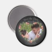 Rustic Wood Floral Heart Foto Magneet (Voorkant / Achterkant)