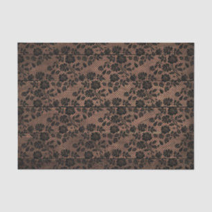 Rustic Wood & Floral Lace Lingerie Shower Tissuepapier