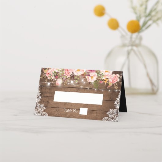 Rustic Wood Floral Lace String Lights Wedding (Voorkant)