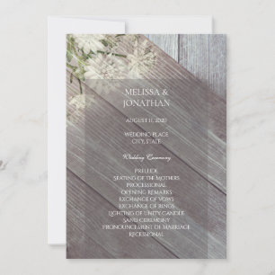 Rustic Wood Floral Mariage Cérémonie Programme V4