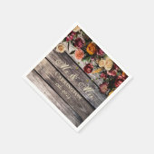 Rustic Wood Floral Mr & Mrs Wedding Servet (Hoek)