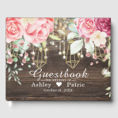 Rustic Wood Floral String-lampjes Weddenschap Gastenboek (Voorkant)