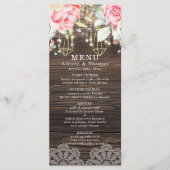 Rustic Wood Floral String light Wedding Menu (Voorkant)