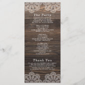 Rustic Wood Floral String light Wedding Programme Programma (Achterkant)