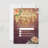 Rustic Wood Floral String Light Wedding RSVP Antwo (Voorkant)