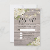 Rustic Wood Floral String Light Wedding RSVP Antwo (Voorkant)