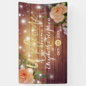 Rustic Wood Floral String Lights Wedding Banner (Verticaal)