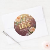 Rustic Wood Floral String Lights Wedding Dank u Ronde Sticker (Envelop)