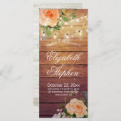 Rustic Wood Floral String Lights Wedding Programme Programma (Voorkant / Achterkant)