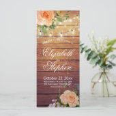 Rustic Wood Floral String Lights Wedding Programme Programma (Staand voorkant)