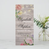 Rustic Wood Floral String Lights Wedding Programme Programma (Staand voorkant)