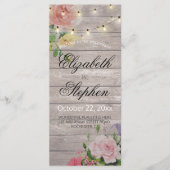 Rustic Wood Floral String Lights Wedding Programme Programma (Voorkant)