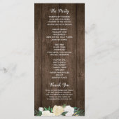Rustic Wood Floral String Lights Wedding Programme Programma (Achterkant)