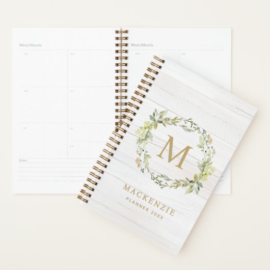 Rustic Wood Floral Watercolor Monogram (Devant avec enveloppe)