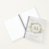 Rustic Wood Floral Watercolor Monogram Notitieboek (Binnen)