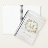 Rustic Wood Floral Watercolor Monogram Notitieboek (Binnen)