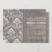 Rustic Wood Floral Wedding Invitation Kaart (Voorkant / Achterkant)