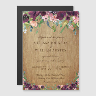 Rustic Wood Floral Wedding Invitation Magnetische Uitnodiging