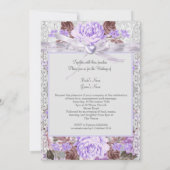 Rustic Wood Floral Wedding Lavender Lace 2 Kaart (Achterkant)