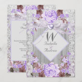 Rustic Wood Floral Wedding Lavender Lace 2 Kaart (Voorkant / Achterkant)