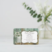 Rustic Wood & Floral Wedding Planner Visitekaartje (Staand voorkant)