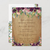 Rustic Wood Floral Wedding Uitnodiging Briefkaart (Voorkant / Achterkant)
