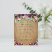 Rustic Wood Floral Wedding Uitnodiging Briefkaart (Staand voorkant)