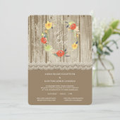 Rustic Wood Floral Wreath Wedding Invitation (Debout devant)