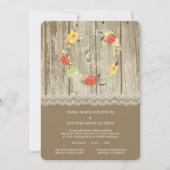 Rustic Wood Floral Wreath Wedding Invitation (Devant)