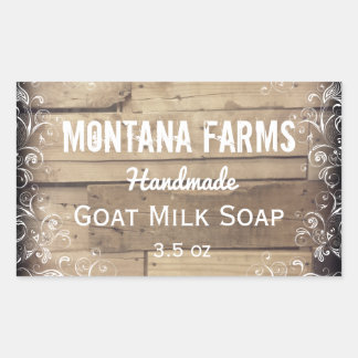 Rustic Wood Flourish Product Label Sticker
