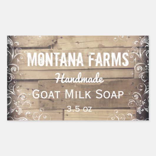 Rustic Wood Flourish Product Label Sticker (Voorkant)