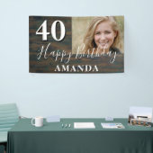 Rustic Wood Foto 40th Birthday Party Banner (Beurs)