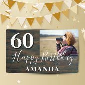 Rustic Wood Foto 60th Birthday Party Banner