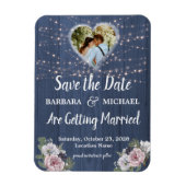 Rustic Wood Foto Floral Wedding Save the Date Magneet (Verticaal)
