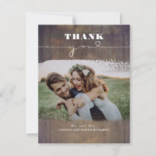 Rustic Wood Foto overlay Weddenschap Hartelijk dan Bedankkaart