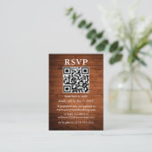 Rustic Wood Foto QR Wedding RSVP Informatiekaartje (Staand voorkant)