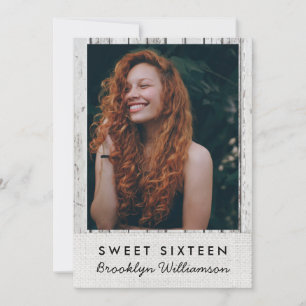 Rustic Wood Foto Sweet 16 Verjaardag Uitnodiging