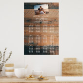Rustic Wood Foto Wedding Seating Chart Poster (Keuken)