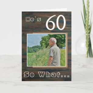 Rustic Wood Funny 60th Birthday Foto  Kaart