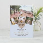 Rustic Wood gegraveerd Heart PHOTO COLLAGE Invitat Kaart (Staand voorkant)