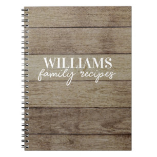 Rustic Wood Gepersonaliseerd Familierecept Boek Notitieboek