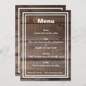 Rustic Wood Gepersonaliseerd Weddenschap Menu (Voorkant / Achterkant)