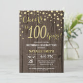 Rustic Wood Gold 100th Birthday Diamond Kaart (Staand voorkant)