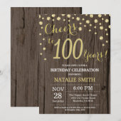 Rustic Wood Gold 100th Birthday Diamond Kaart (Voorkant / Achterkant)